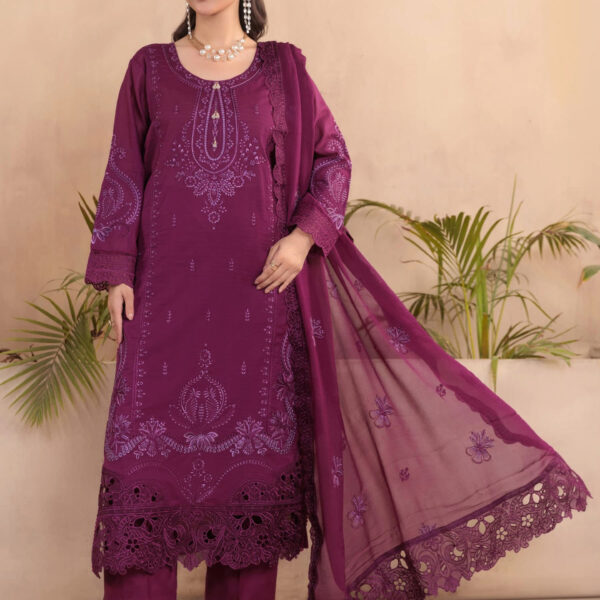 Purple | 3-Piece Embroidered Suit