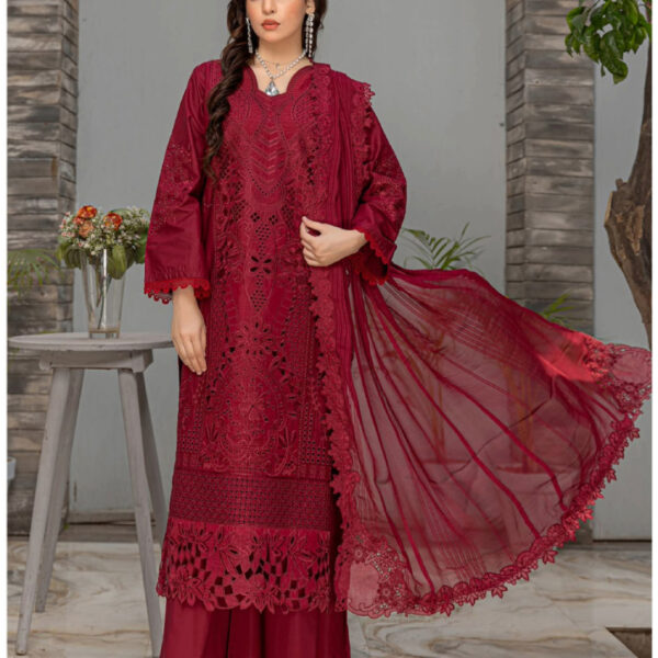 3pcs Embrioded Luxury dress| Red