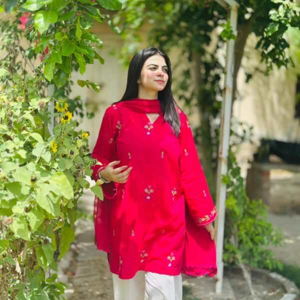 Pink  Floral Embrioded