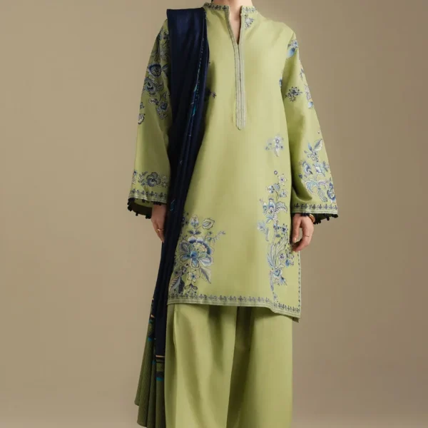 Unstiched Embrioded 3pcs suit